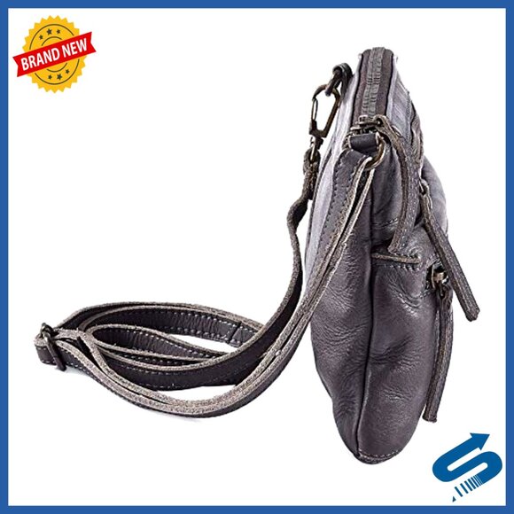 Small Genuine Leather Crossbody Bag Adjustable Strap Multi Pocket Travel Purse